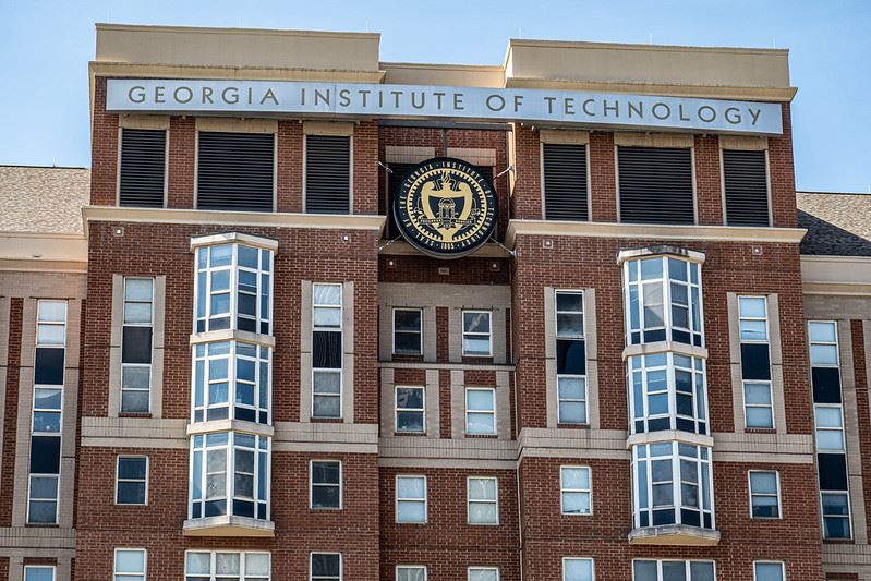 georgia tech building with seal/sign